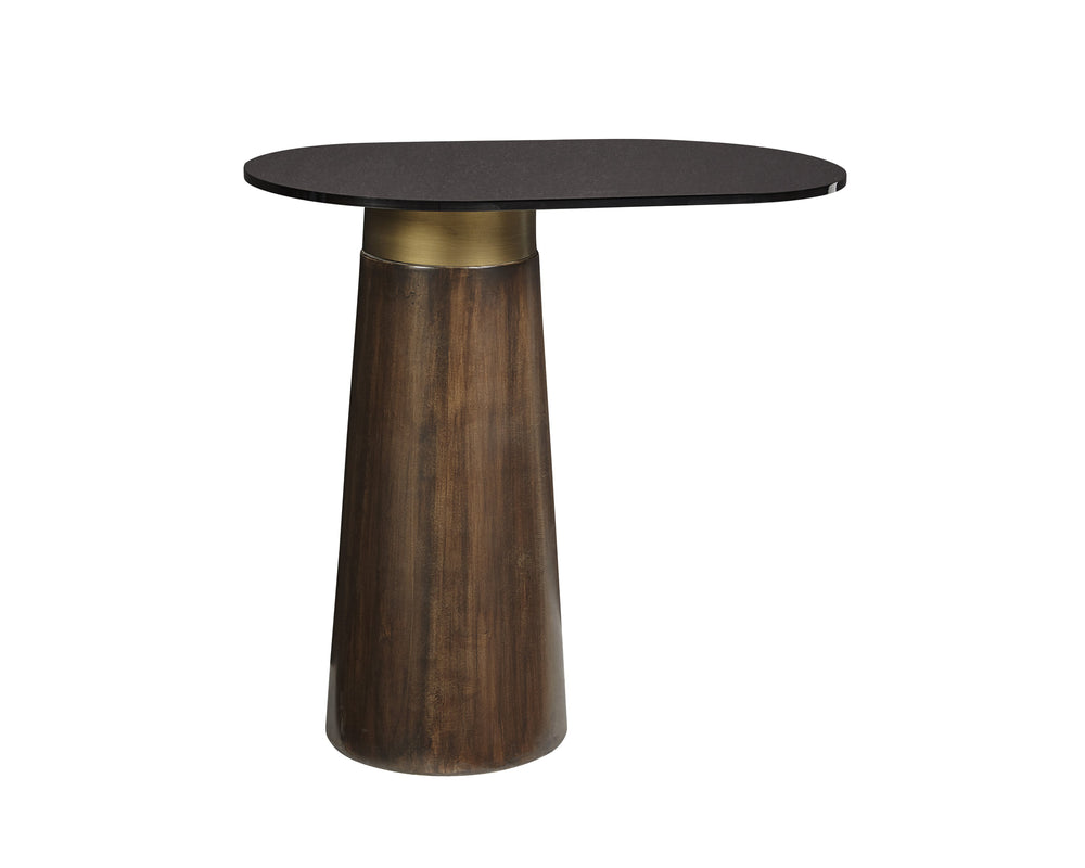Sunpan Lamont Side Table - Unique Black Glass & Dark Brown Concrete End Table for Modern Indoor Spaces