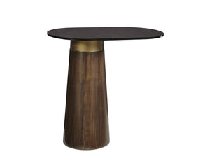 Sunpan Lamont Side Table - Unique Black Glass & Dark Brown Concrete End Table for Modern Indoor Spaces