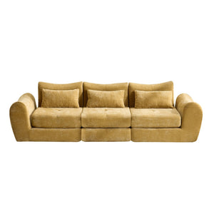 English Elm Modular Cloud Sectional Sofa Bed with Flannelette Upholstery for Flexible Living Yellow W1829S00077