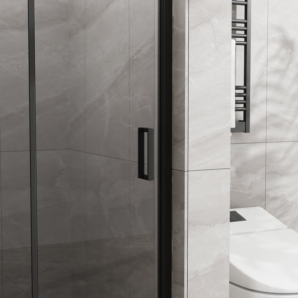 English Elm Goodyo 34"X 72" Bifold Frameless Shower Door – Space-Saving Tempered Glass Pivot Panel In Black Finish D163102095
