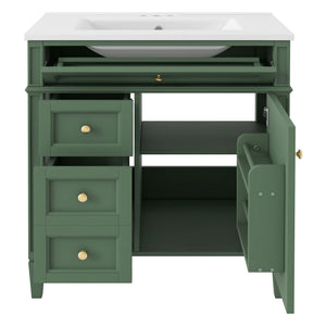 English Elm 30'' Modern Bathroom Vanity With Ceramic Sink, Ample Storage & Soft-Close Drawers For Elegance N710P206904F