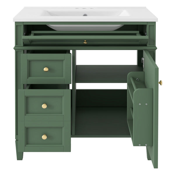 English Elm 30'' Modern Bathroom Vanity With Ceramic Sink, Ample Storage & Soft-Close Drawers For Elegance N710P206904F