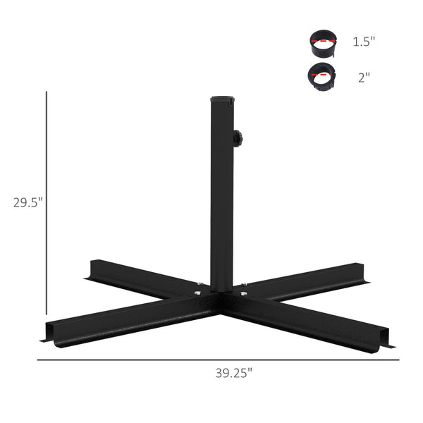 English Elm Outsunny Heavy-Duty Cross Brace Umbrella Stand For Stability & Style, Fits 1.5"-1.9" Poles, Black W2225P229167-GIGA