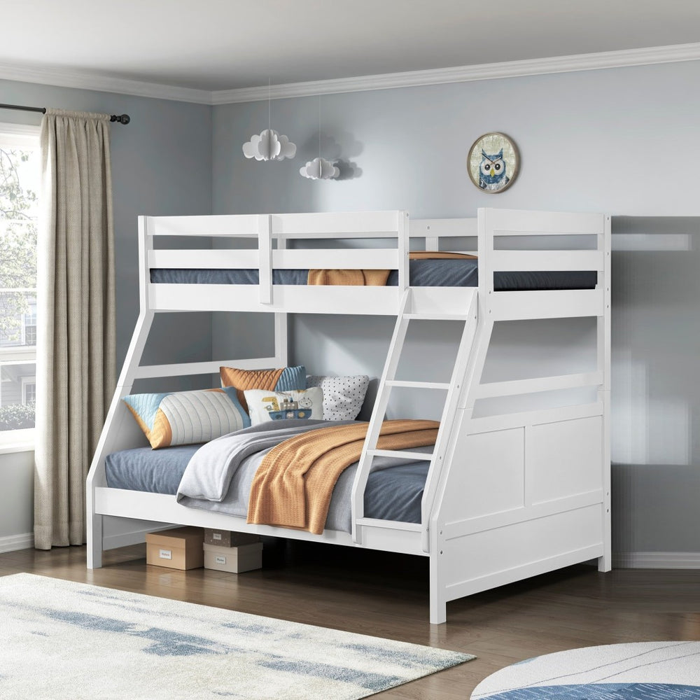 English Elm Bunk Bed Twin Over Solid Wood Frame with Guard Rails for Kids Shared Rooms White B011S02318