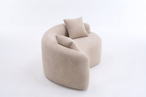 English Elm LY-042 Zen-Inspired S-Curved Dual-Depth Loveseat with Chenille Upholstery, Ready-to-Use Comfort Beige W2231P329716