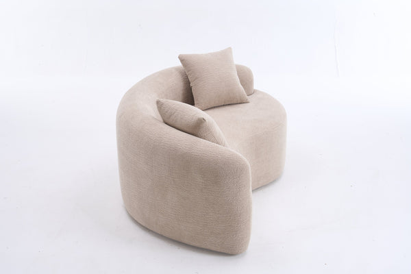 English Elm LY-042 Zen-Inspired S-Curved Dual-Depth Loveseat with Chenille Upholstery, Ready-to-Use Comfort Beige W2231P329716