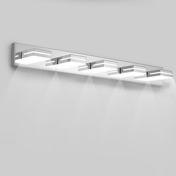 English Elm Modern Chrome LED Vanity Light 5-Light Wall Sconce for Bathroom Mirror — Sleek, Rust‑Resistant LED Lighting W1340P248801