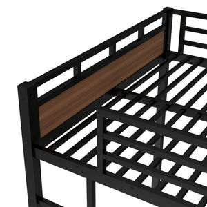 English Elm Twin Xl Solid Pine Loft Bed with Built-in Led Lighting and Storage Shelves Walnut W1580S00504