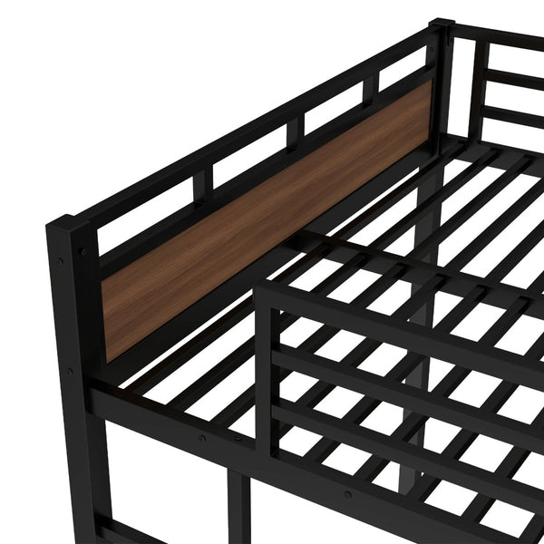 English Elm Twin Xl Solid Pine Loft Bed with Built-in Led Lighting and Storage Shelves Walnut W1580S00504
