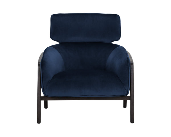 Sunpan Maximus Lounge Chair - Modern Masculine Design with Sculpted Wood Frame for Stylish Comfort and Elegance Metropolis Blue