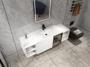 English Elm 60" Freestanding Double Sink Bathroom Vanity with Soft-close Doors and Three Drawers W999S00531