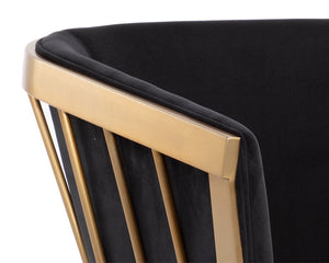 Sunpan Caily Lounge Chair - Modern Elegance with Brushed Gold Frame and Stylish Black Steel Legs Abbington Black