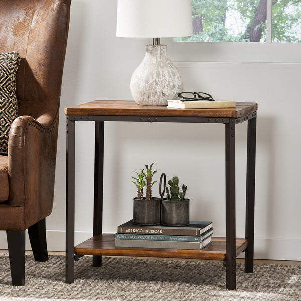 English Elm Christopher Knight Home® - End Table - Rustic Brown Design With Sturdy Iron Legs, Ideal For Living Room Or Kitchen Use! N771P271391W