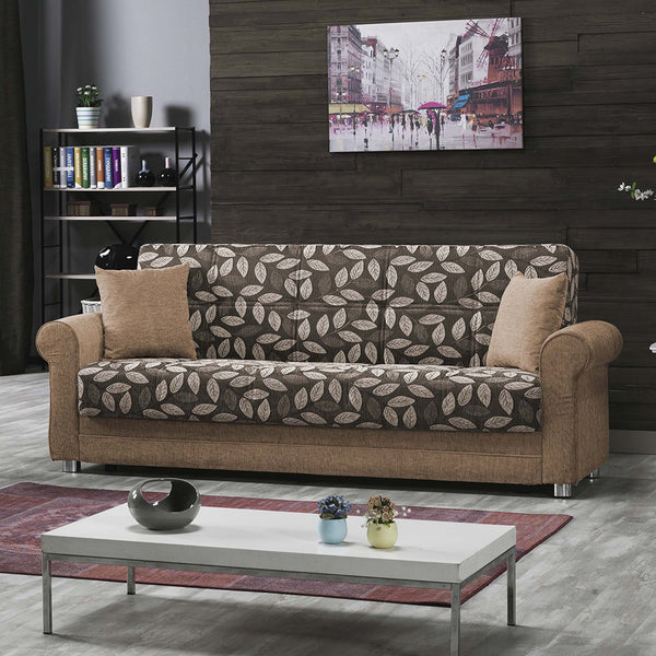 English Elm PrimeNest Grandera Collection Upholstered Convertible Sofabed with Storage, Chenille Upholstery, 74.8" Sleeper Beige,Grey Multi B030P286473