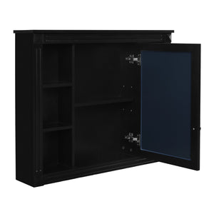 English Elm 36'' Bathroom Vanity with Sink and Mirror Cabinet, Modern MDF & Solid Wood Design, Ceramic Top, Soft-Close Doors Black SW000115AAB-1