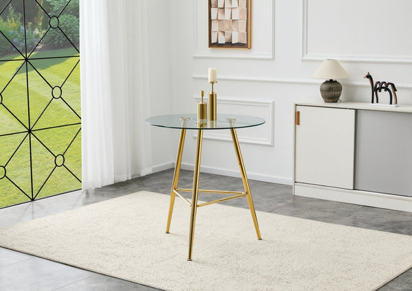 English Elm 36 Inch Round Glass Top Bar Table Chrome Tripod Base Modern Bistro Pub Style W3493P452050