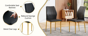 English Elm Table and Chair Set Marble Glass Top Gold Legs Modern 5 Piece Dining for Small Spaces White+Gold W1151S04636