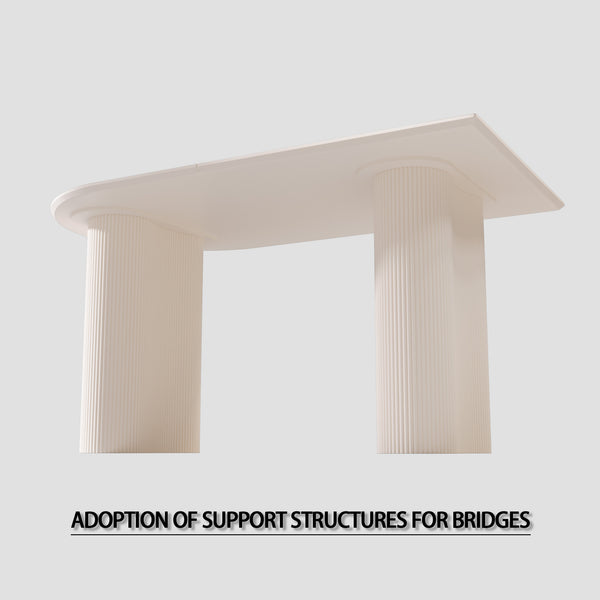 English Elm 63" Cream Mdf Dining Table Set With 4 Ergonomic Pu Chairs, Modern Elegance For Home & Kitchen W2189S00749