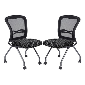OSP Home Furnishings Soft-flex Pro-line Ii Ergonomic Folding Chair with Mesh Back and Lumbar Support Domino 84220-K107