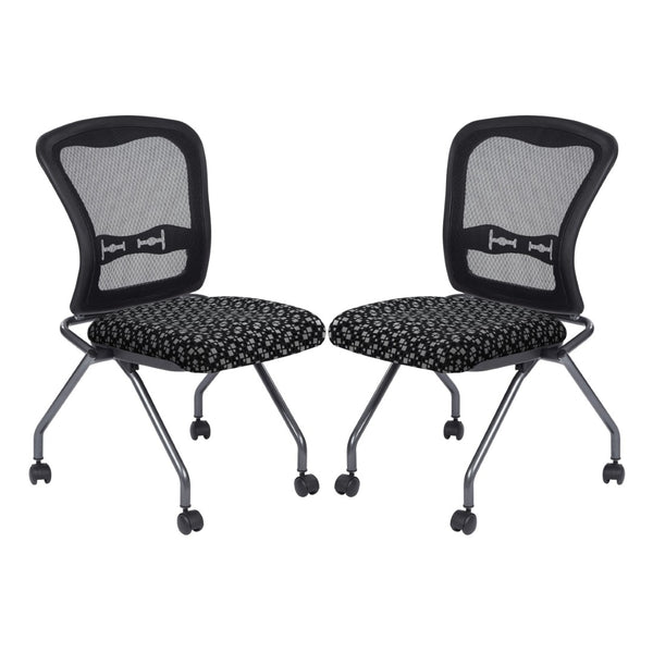 OSP Home Furnishings Soft-flex Pro-line Ii Ergonomic Folding Chair with Mesh Back and Lumbar Support Domino 84220-K107