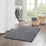 Madison Park Lasso Casual 100% Cotton Chenille Chain Stitch Rug MP72-5831 Charcoal