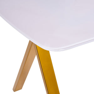 English Elm Modern-style Marble Glass Dining Table Seats Six with Sleek Black Metal Legs W5123P397477
