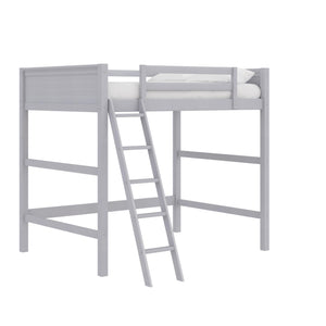 English Elm Denver Full Size Loft Bed with Ladder & Guardrails, Gray Wood Space-Saving Design for Kids Rooms B2733P384490