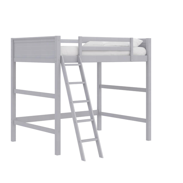 English Elm Denver Full Size Loft Bed with Ladder & Guardrails, Gray Wood Space-Saving Design for Kids Rooms B2733P384490