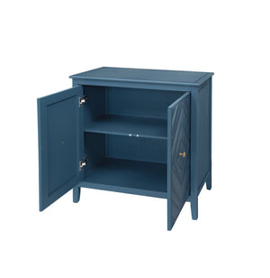 English Elm Geometric Diamond Embossed Sideboard Cabinet Matte Vintage Mdf Entryway Storage Blue W688P364739