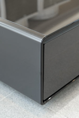 English Elm Modern Coffee Table with Built in Fridge Power Outlets and 135l Cold Storage Black W1172P483602