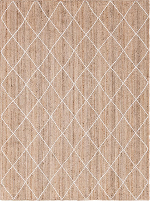 Unique Loom Braided Jute Trellis Hand Braided Solid Rug White, Ivory 9' 0" x 12' 2"