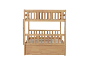English Elm Full Over Solid Rubberwood Bunk Bed with Trundle Converts to Two Separate Beds W504S00293