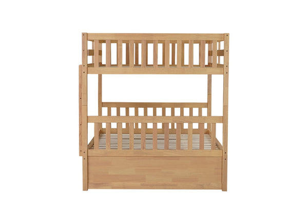 English Elm Full Over Solid Rubberwood Bunk Bed with Trundle Converts to Two Separate Beds W504S00293