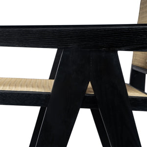 English Elm Christopher Knight Home® - 27'', Modern minimalist bar stool set of 2 with cane PE rattan seats, solid rubberwood frame, durable craft finish Black,Natural N780P237929B