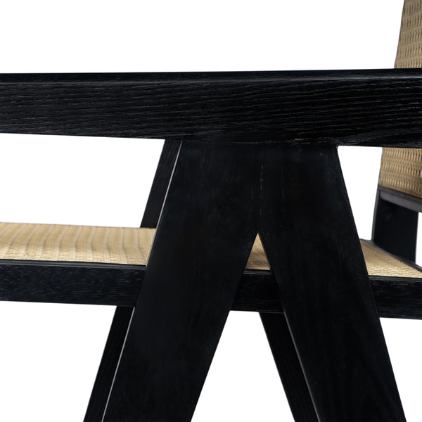 English Elm Christopher Knight Home® - 27'', Modern minimalist bar stool set of 2 with cane PE rattan seats, solid rubberwood frame, durable craft finish Black,Natural N780P237929B