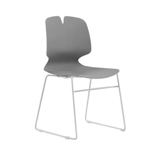 English Elm Modern Stacked Office Chair Set Ergonomic Polypropylene & Steel 4-Piece Stackable Durable Support Grey W3788P373805