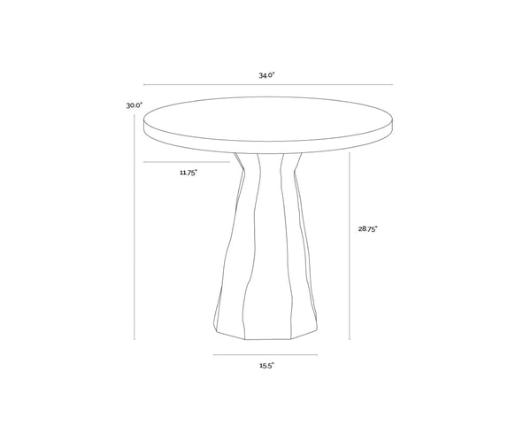 Sunpan KLIFF Bistro Table - Stylish Travertine-Look Concrete for Indoor & Outdoor Dining Spaces, 30" High 112371