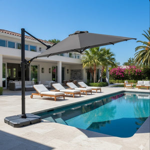 English Elm 10 Ft Square Cantilever Patio Umbrella Upf 50 Offset Canopy with 360 Rotation Gray B082P454953