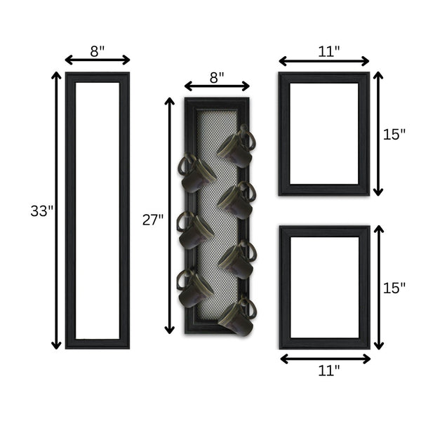 English Elm "kitchen Collection V" Matte Black Framed Wall Vignette with Integrated Mug Rack B06787073
