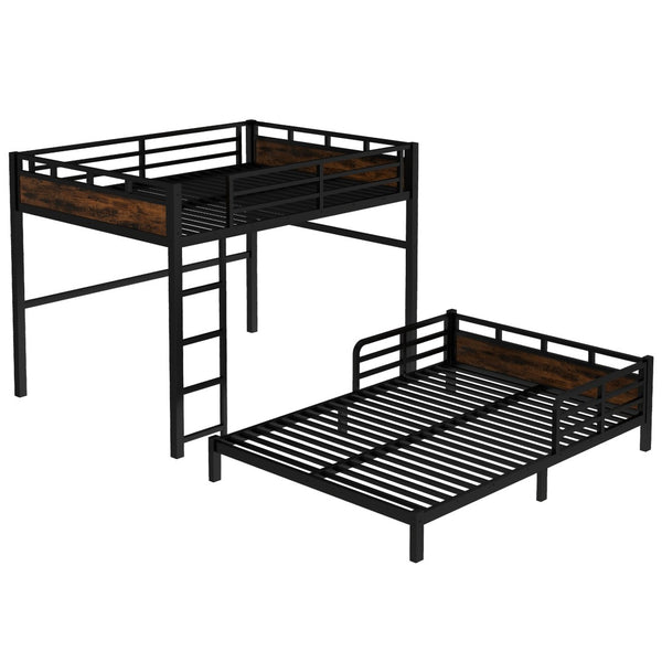 English Elm Twin Xl Solid Pine Loft Bed with Built-in Led Lighting and Storage Shelves Vintage,Wood W1580S00443