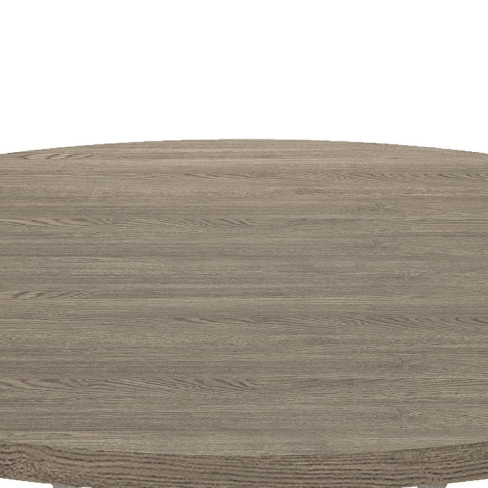 English Elm Taranto 59 Inch Round Pedestal Dining Table Seats Six with Distressed Gray Top B2749S00226