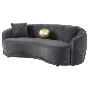 English Elm Luxe Dark Grey Kidney Sofa with Gold-Trim Arms, Diamond Quilting & Channel Tufting for Luxe Lounge B062P342726