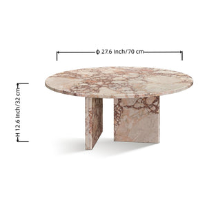 English Elm Pink Natural Marble Coffee Table – Elegant Round Design For Living Rooms, Versatile & Unique Décor W1696P314930-GIGA