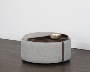 Sunpan Borelli Modern Wheeled Storage Ottoman with Retro Charm and Multifunctional Design for Any Space Belfast Heather Grey / Autumn Chestnut