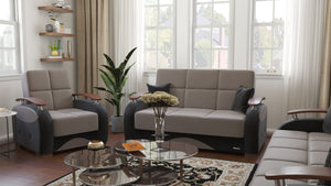 English Elm PrimeNest Upholstered Convertible Loveseat with Storage, Microfiber Sleeper, Compact Design, 600 lb Capacity Gray B030P305114