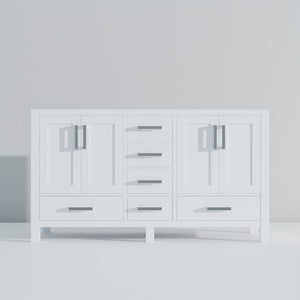 English Elm White Double Sink Vanity 60" W - Elegant Solid Wood Design With Ample Storage & Soft-Close Features B2731P258868-GIGA