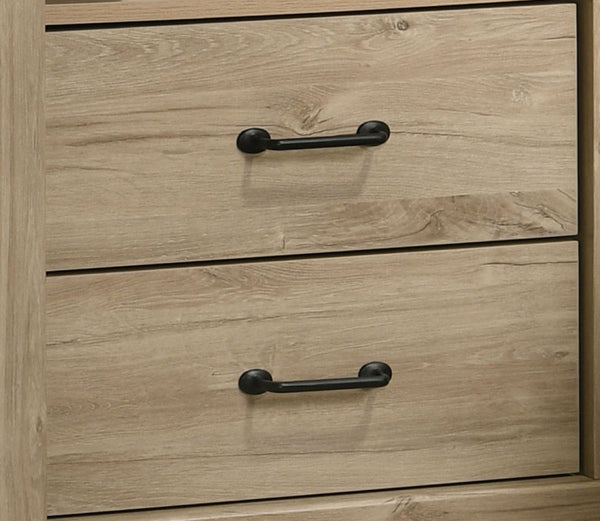 English Elm Elettra Two Drawer Nightstand with Usb Charging Oak Finish Sleek Bedroom Storage Light Oak B2749P413342