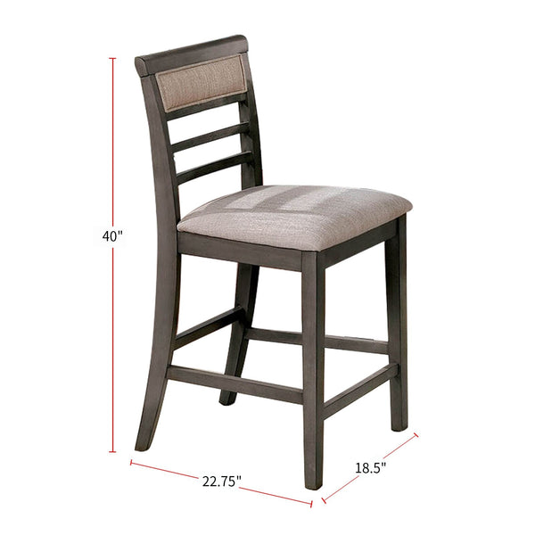 English Elm 7pc Counter Height Dining Set Weathered Gray & Beige Two-Tone 60" Table Padded Slat-Back Chairs B2741P384397