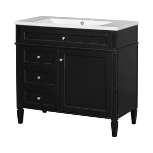 English Elm 36'' Modern Bathroom Vanity With Resin Sink, Storage Cabinet & Tip-Out Drawer For Stylish Organization SW000119AAB-2