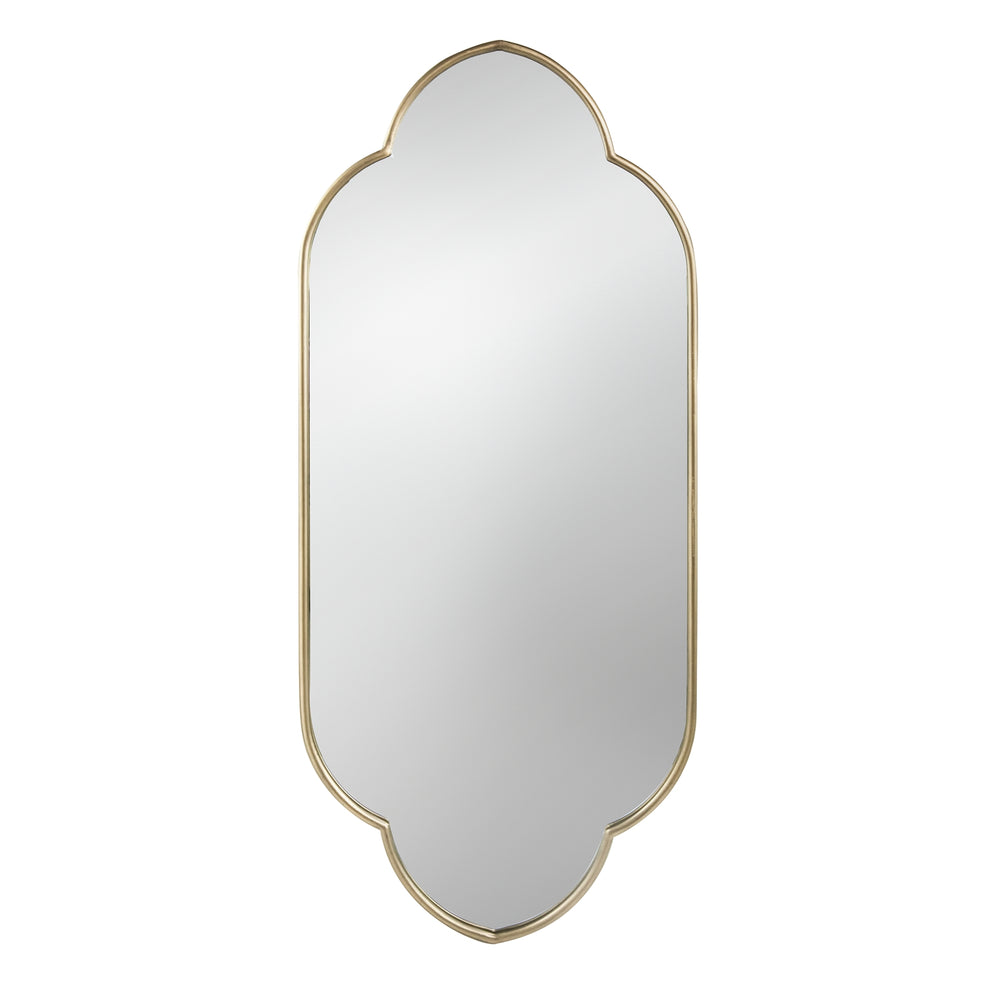 English Elm 22.4x1x48" Champagne Gold Decorative Wall Mirror with Notched Corners, Slim Minimalist Accent for Hallway or Bedroom W2078P296027